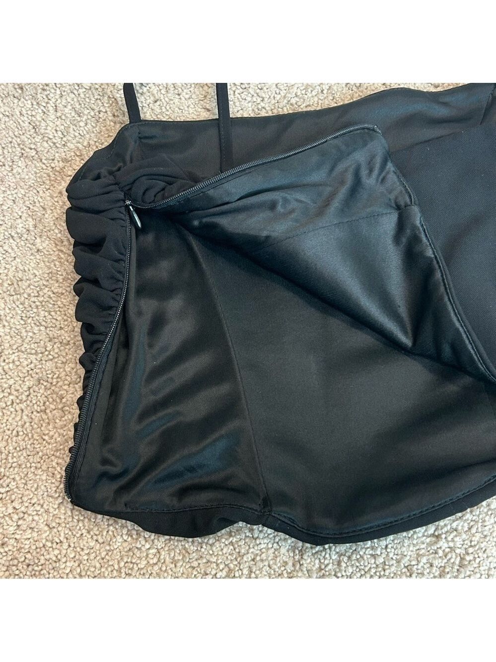 Zara black ruched corset bustier crop top spaghetti straps Sz S - Picture 7 of 13